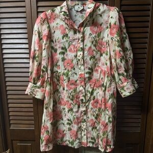 Tuckernuck Noir Hydrangea Blooms Button Up Short Dress Size Small